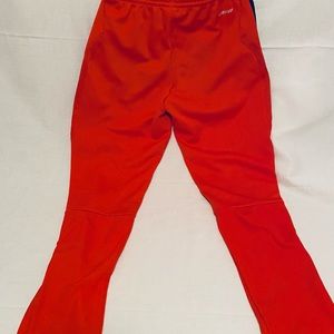 Kids Adidas Tiro Soccer training pants size small Red elastic waist zip bottom